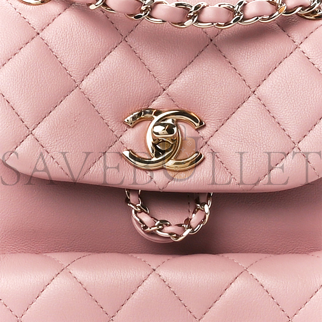 Ch*el master lambskin quilted small duma drawstring backpack light pink as2908 (18.5*18*12cm)